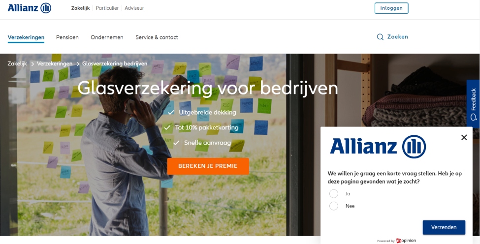 Allianz website feedback form
