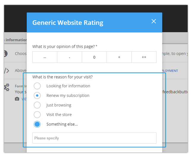 Mopinion: November Product Update: introducing new metrics to monitor your feedback forms - Form preview