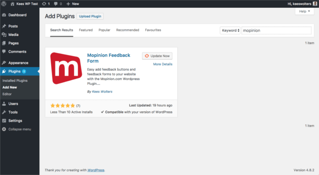 Mopinion: Mopinion now offers a feedback plugin for WordPress - Add mopinion plugin