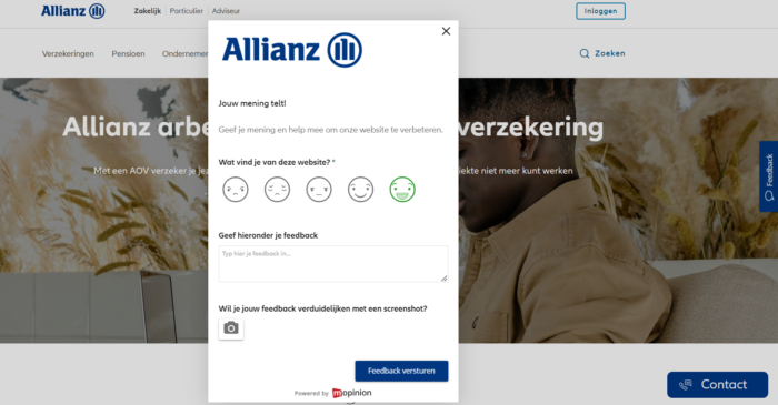 Allianz homepage survey