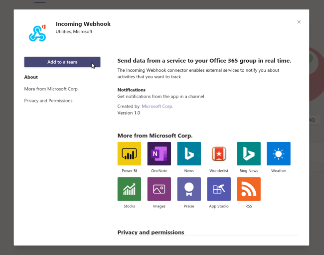 Mopinion: Mopinion now integrates with Microsoft Teams  - Add a webhook to a team