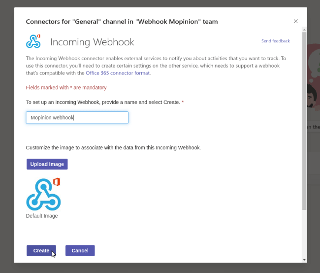 Mopinion: Mopinion now integrates with Microsoft Teams  - Name your webhook