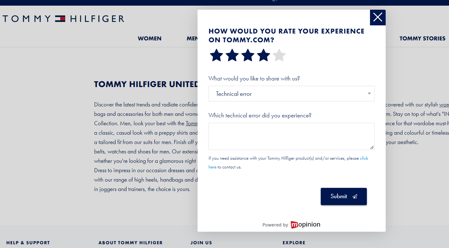 Tommy Hilfiger quantative and qualitative feedback questions